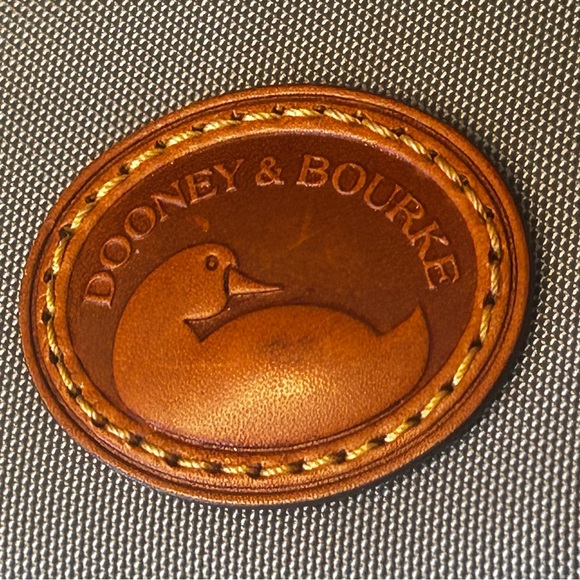 Dooney & Bourke Nylon Crossbody Purse Gray with Tan Leather Trim Accents - Picture 10 of 14